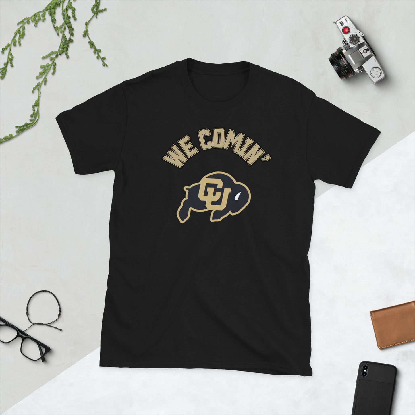 We Comin' Black & Gold Short-Sleeve Unisex T-Shirt