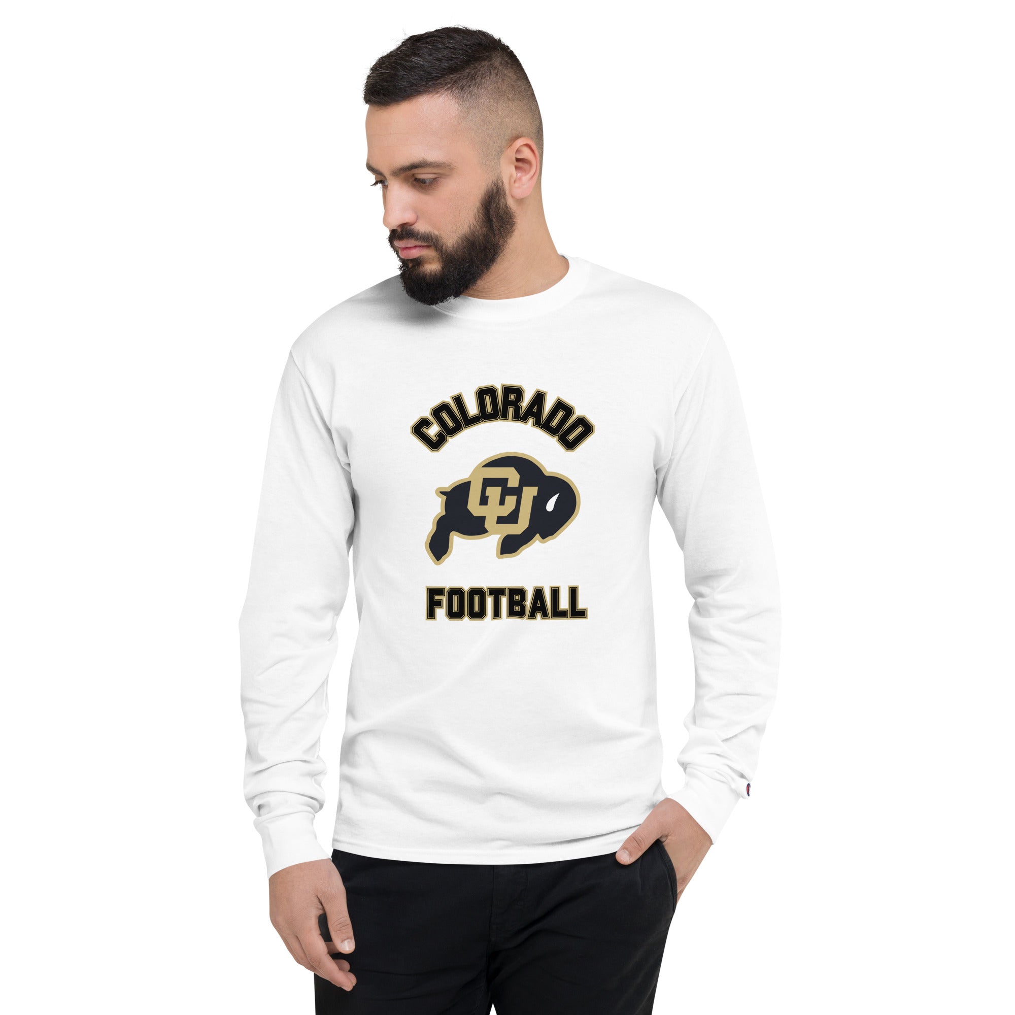 Collegiate Black Gold Men s Champion Long Sleeve Shirt Graceful Graphix